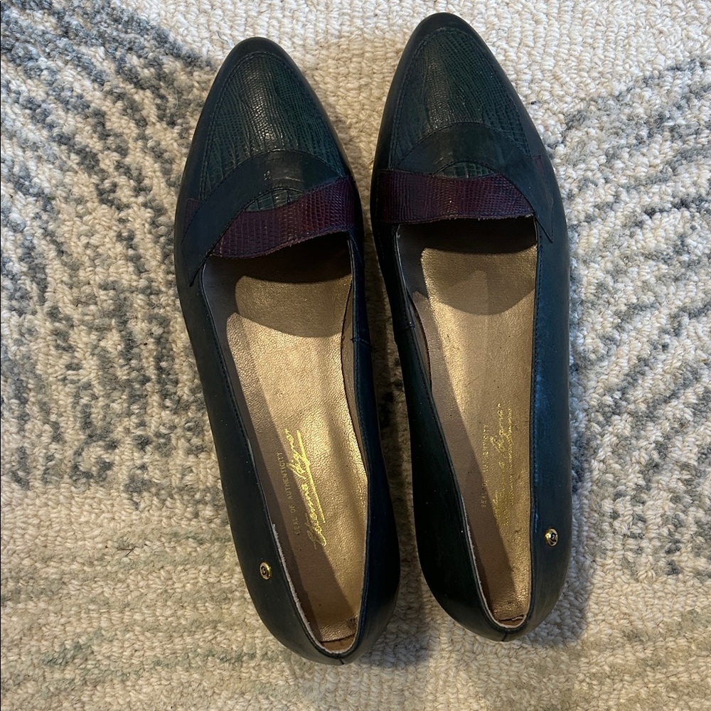 Etienne Aigner- Elegant Black and Burgundy Women's Loafers